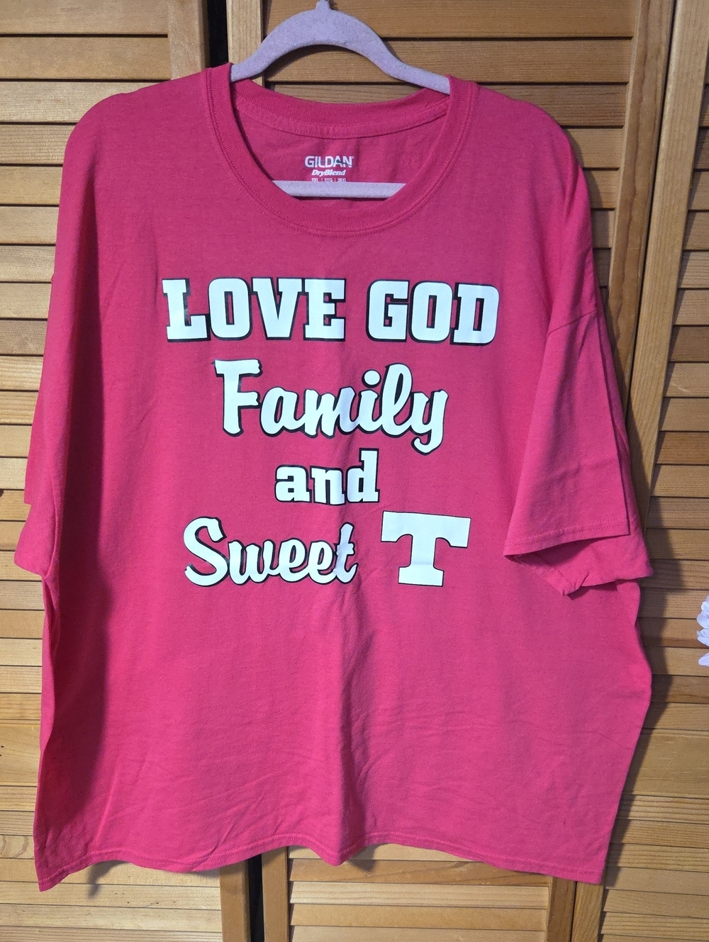 Gildan Pink TN Volunteers 'Love God Family and Sweet T' Short Sleeve Tee